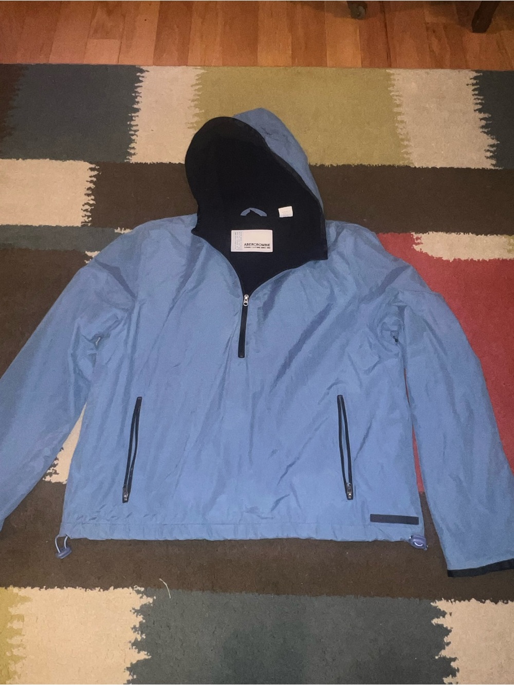 Light Blue Hooded Pullover Jacket - Abercrombie VINTAGE